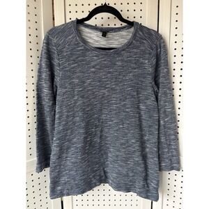 J. Crew Women's Medium Blue Marled 3/4 Sleeve Sweater Sweatshirt Popover